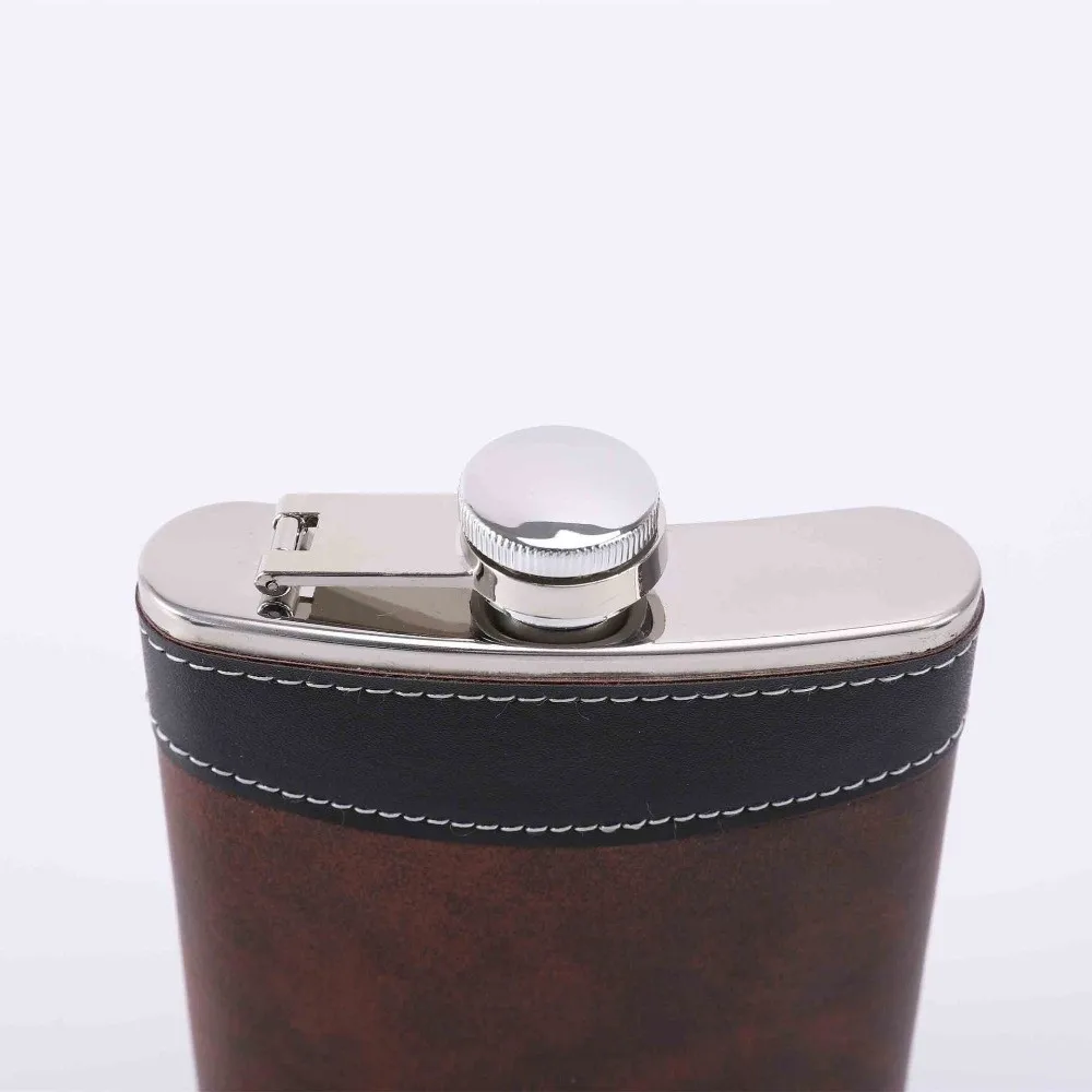 

Fashion 6oz 7oz 8oz Hip Flask Stainless Steel Leather Covered Liquor Flask Leakproof Mini Drinking Water Bottle Outdoor