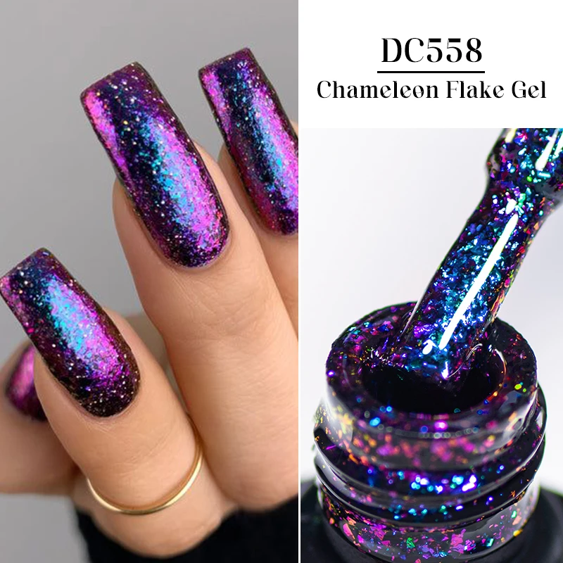 MTSSII 7ml Chameleon Flake Gel Nail Polish Sparkling Glitter Gel Polish Semi Permanent UV Gel Soak Off Nail Art Varnish Manicure