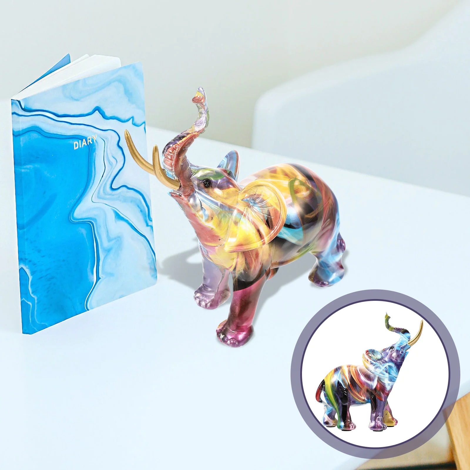 

Animal Elephant Ornaments Tabletop Decor Room Desktop Resin Craft Household 175x85x18cm Artwork Adornment
