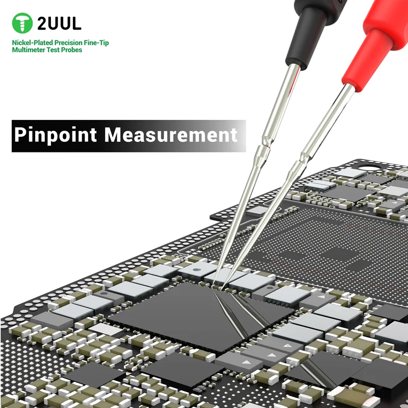 2UUL MT02 Precision Multimeter Test Probes Nickel-Plated Fine Tip Probe Leads for Digital Multimeter Mobile Phone PCB Repair