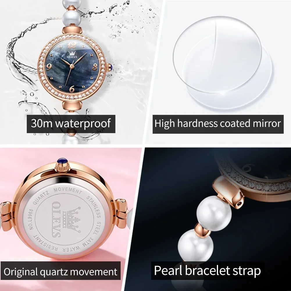 Orologi da donna Fashion Pearl bracciale Strap Ink Color Dial 30M orologio con movimento al quarzo originale impermeabile