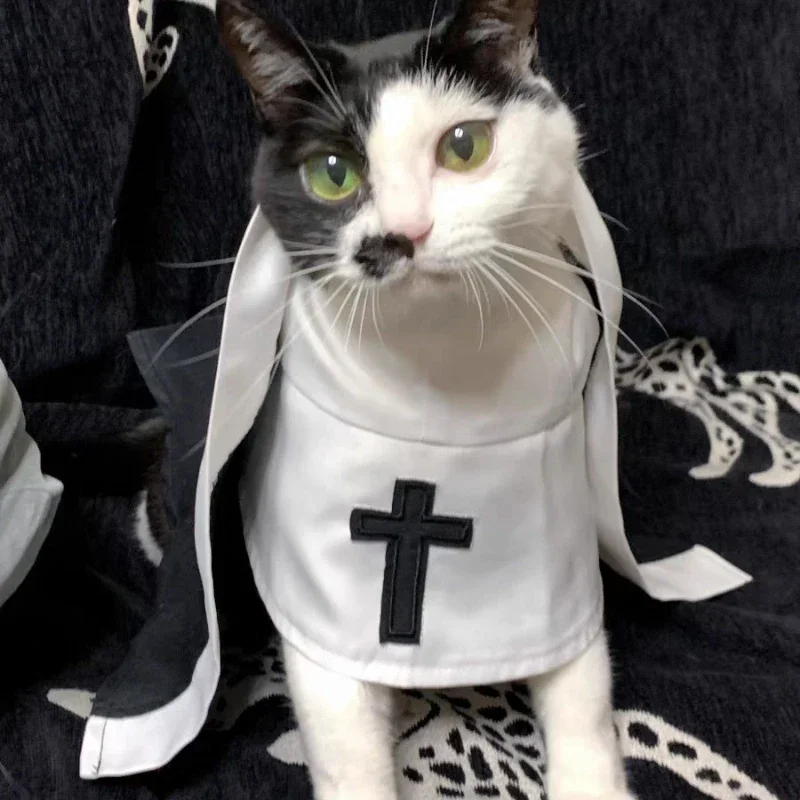 Cute and Popular Cat Nun Clothing Pet Dog Funny Pictures Clothes Cross Dressing Creative Small and Medium-Sized Pet Nun Clothing