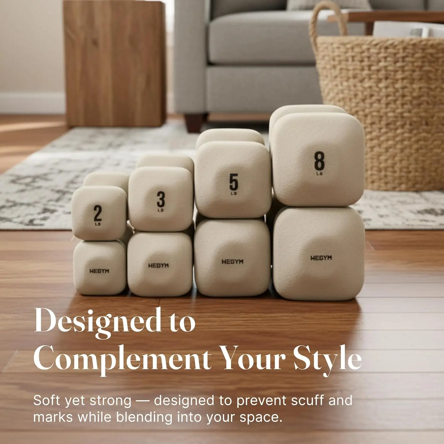 ดัมเบลทรงสี่เหลี่ยมกันลื่นสำหรับออกกำลังกายที่บ้าน การออกแบบที่มั่นคงป้องกันการกลิ้ง - ชุดน้ำหนักหลายระดับ