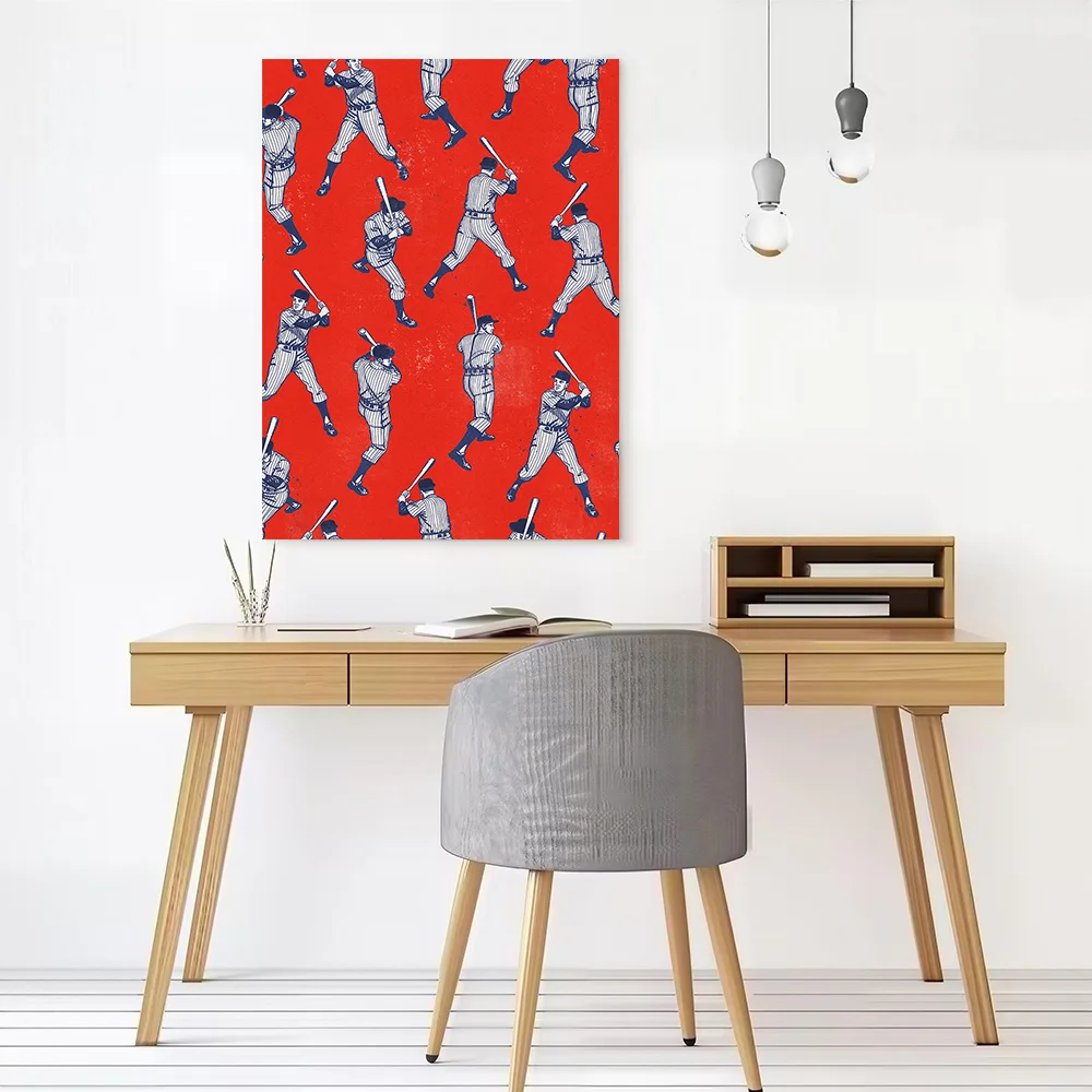 Vintage Baseball Players Pattern Canvas Poster Wall Art Customizable High Quality Printed Picture for Living Room Decoration