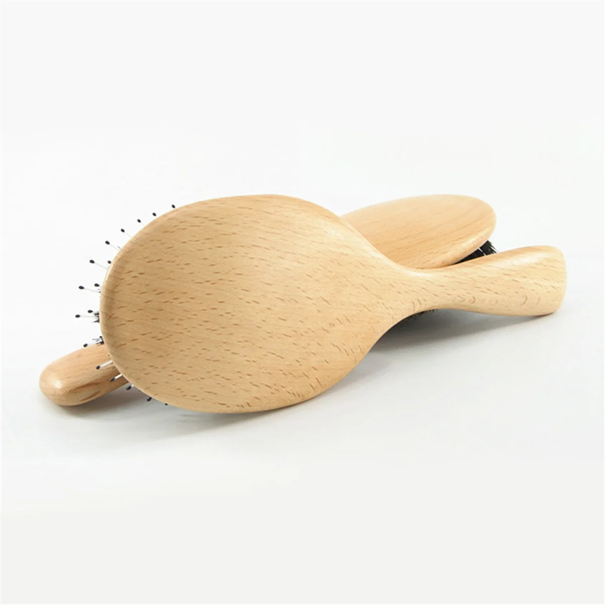 ABKB Cepillo de pelo de cerdas de jabalí, peine de haya Natural, cepillo para el pelo rizado, grueso, largo, seco, húmedo, desenredante, cepillos de masaje para mujeres-B