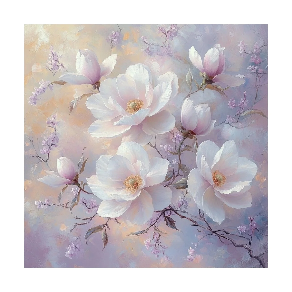 1 Stück 40x40 cm/15,74 Zoll, 11Ct/14Ct Kreuzstich-Set, DIY Valentinstagsgeschenk, Stickerei-Set für Festlichkeiten, Magnolienblütenzweig – Detail 4