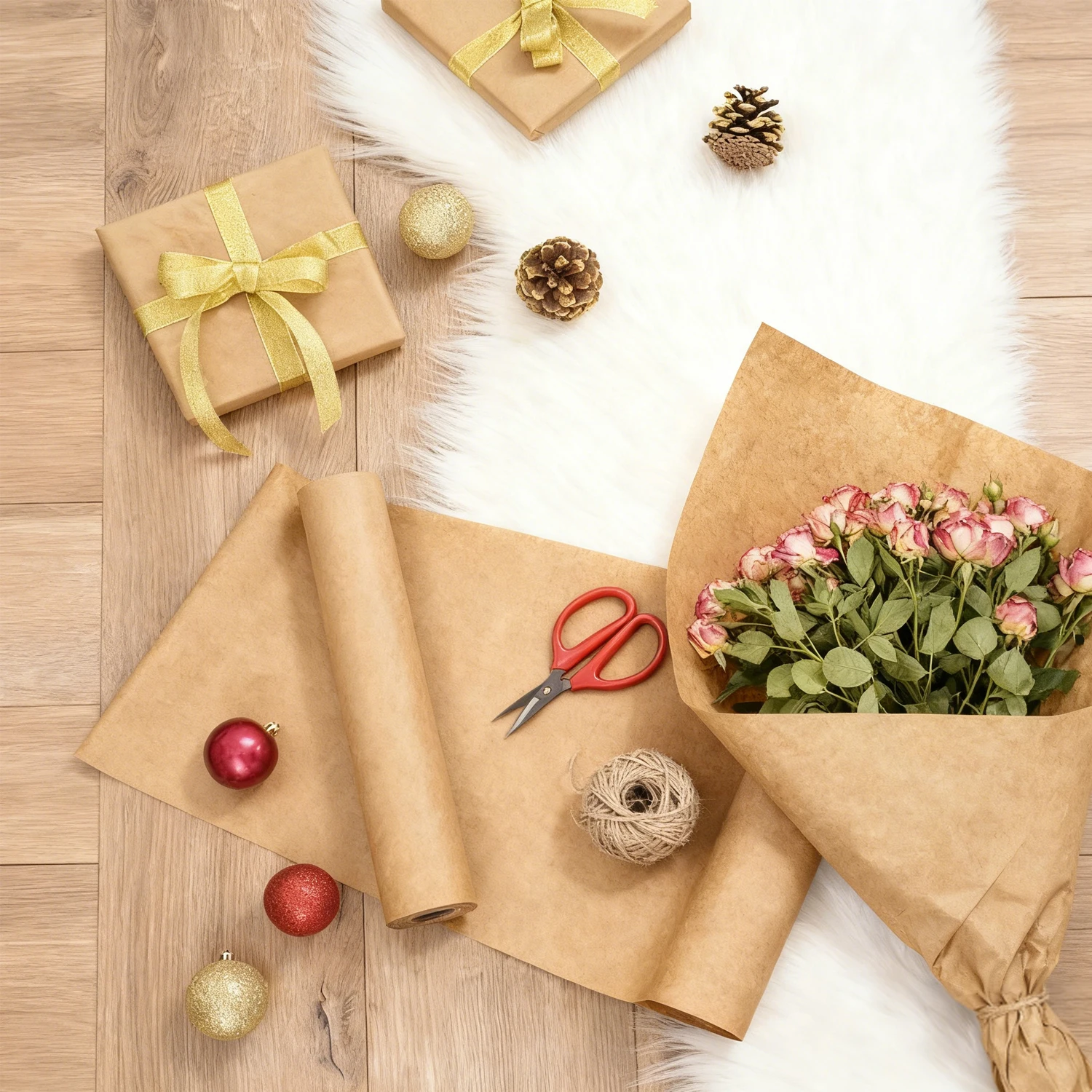 

5/10m Thick Brown Kraft Paper Roll - Eco-Friendly Biodegradable Gift Wrapping for Crafts