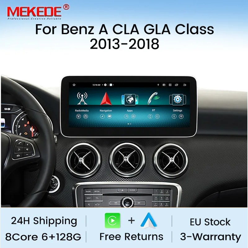 Lettore multimediale per autoradio MEKEDE Android 14 per Mercedes Benz classe A W176/classe CLA W117/GLA X156 2013-2018 Wireless Carplay