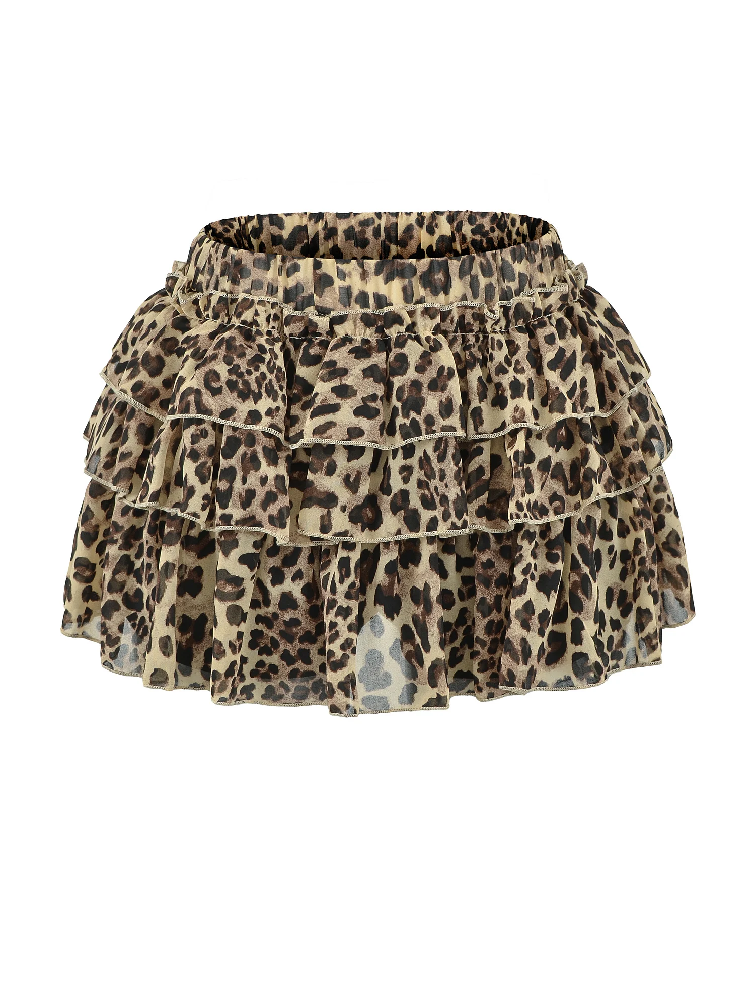 

Retro American High Waist Cake Skirt Women's Summer Elastic Waist Anti-Light A-Line Skirt Spicy Girl Leopard Print