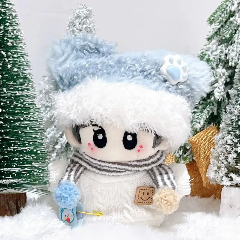 10Cm Cotton Doll Sweater Cute Winter Hat Puff Plush Starfish Dress-up Doll Scarf for Christmas decoration