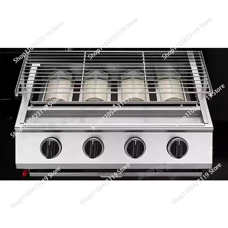 Parrilla de barbacoa sin humo de acero inoxidable, asador portátil con quemadores extraíbles para patio exterior y jardín