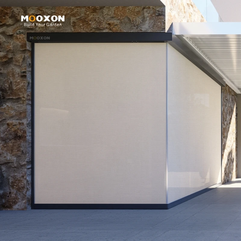 

Угловые рулонные шторы на молнии для балкона и террасы, водонепроницаемые, устойчивые к УФ-излучению, солнцезащитные.