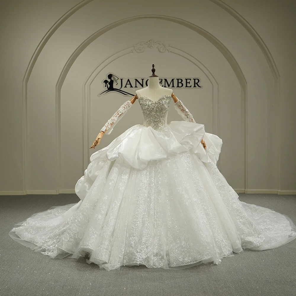 

Royal Ball Dress Organza Bride Dress Court Train Ball Gown Removable Sleeve Wedding Dress Customized vestidos de novia boda