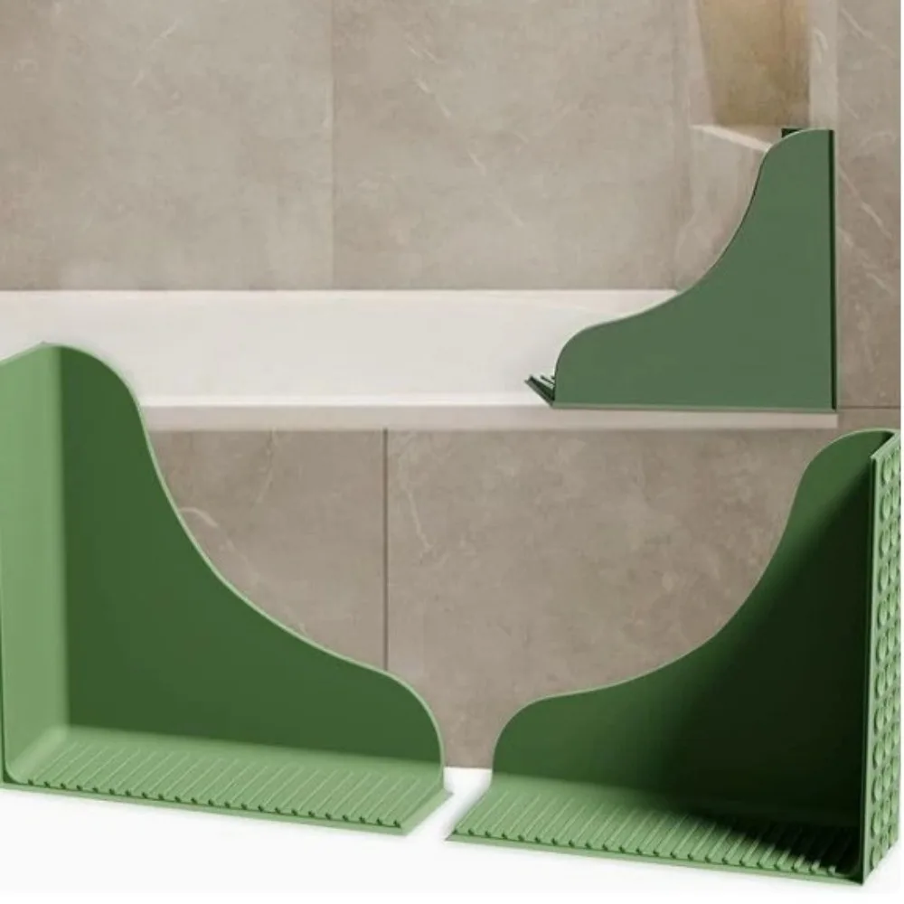 

2pcs TPR Bathtub Splash Guard with Suction Cups Waterproof Anti Splash Barrier Flexible Corner Water Baffle for Bathroom Use