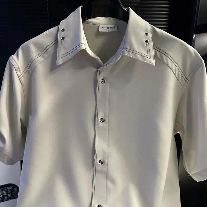 2025 New Short-sleeved Shirt Versatile Niche Handsome and Personalized Men's High-end Trendy Button Cardigan