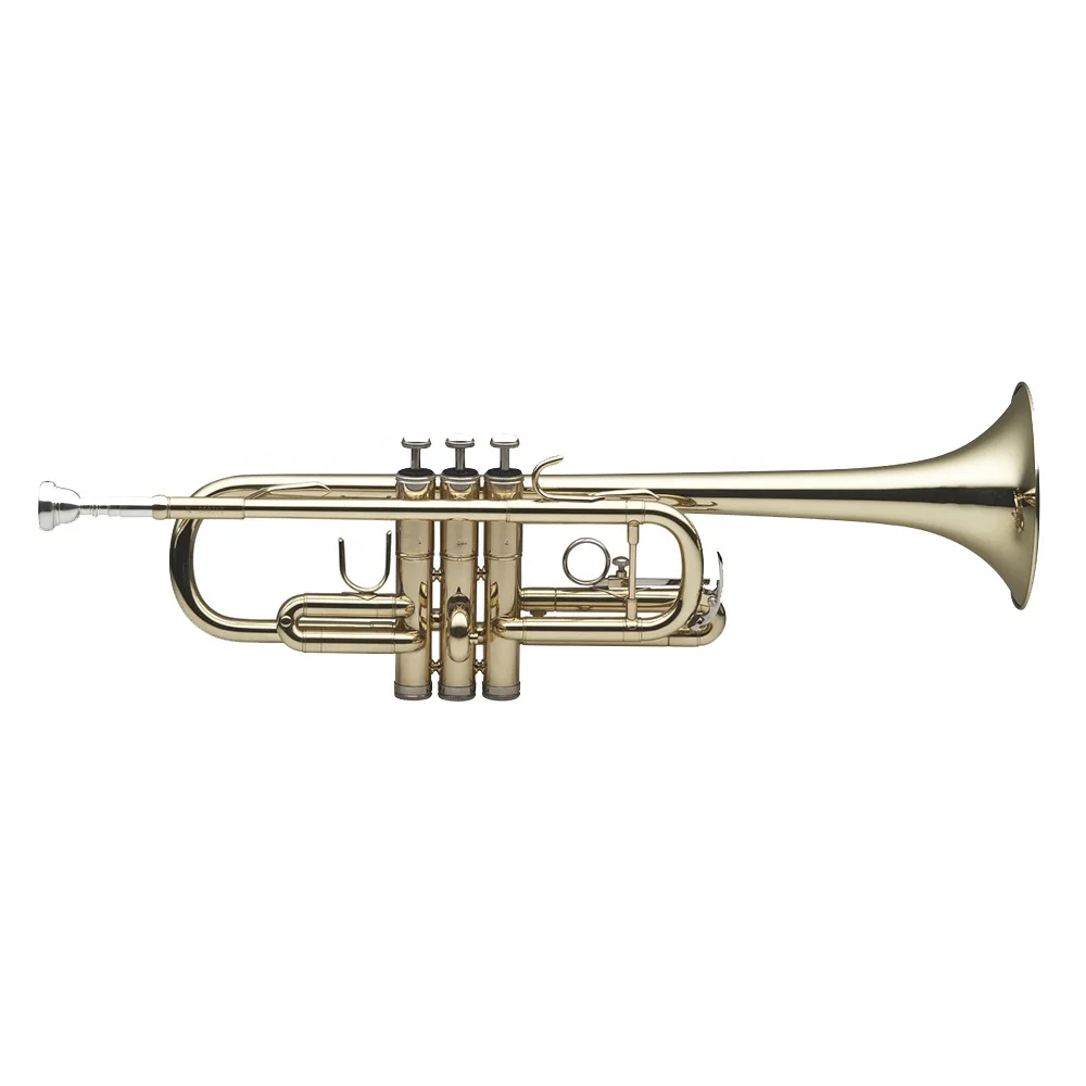 SEASOUND OEM High Quality Gold C Key Trumpet Instrument BB Tone With Brass Body And Lacquer Surface JYTRC401