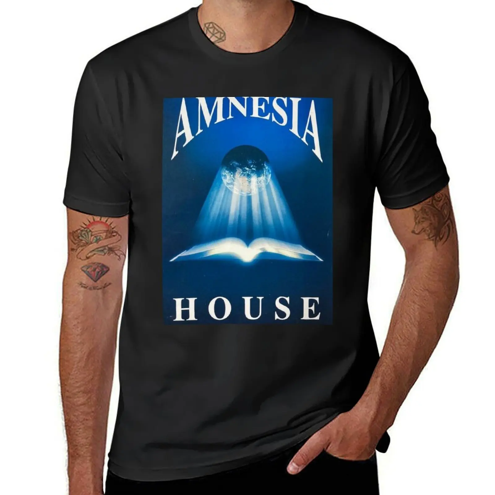 Amnesia House Rave Flyer T-Shirt funnys boys animal print shirts graphic tees plain white t shirts men