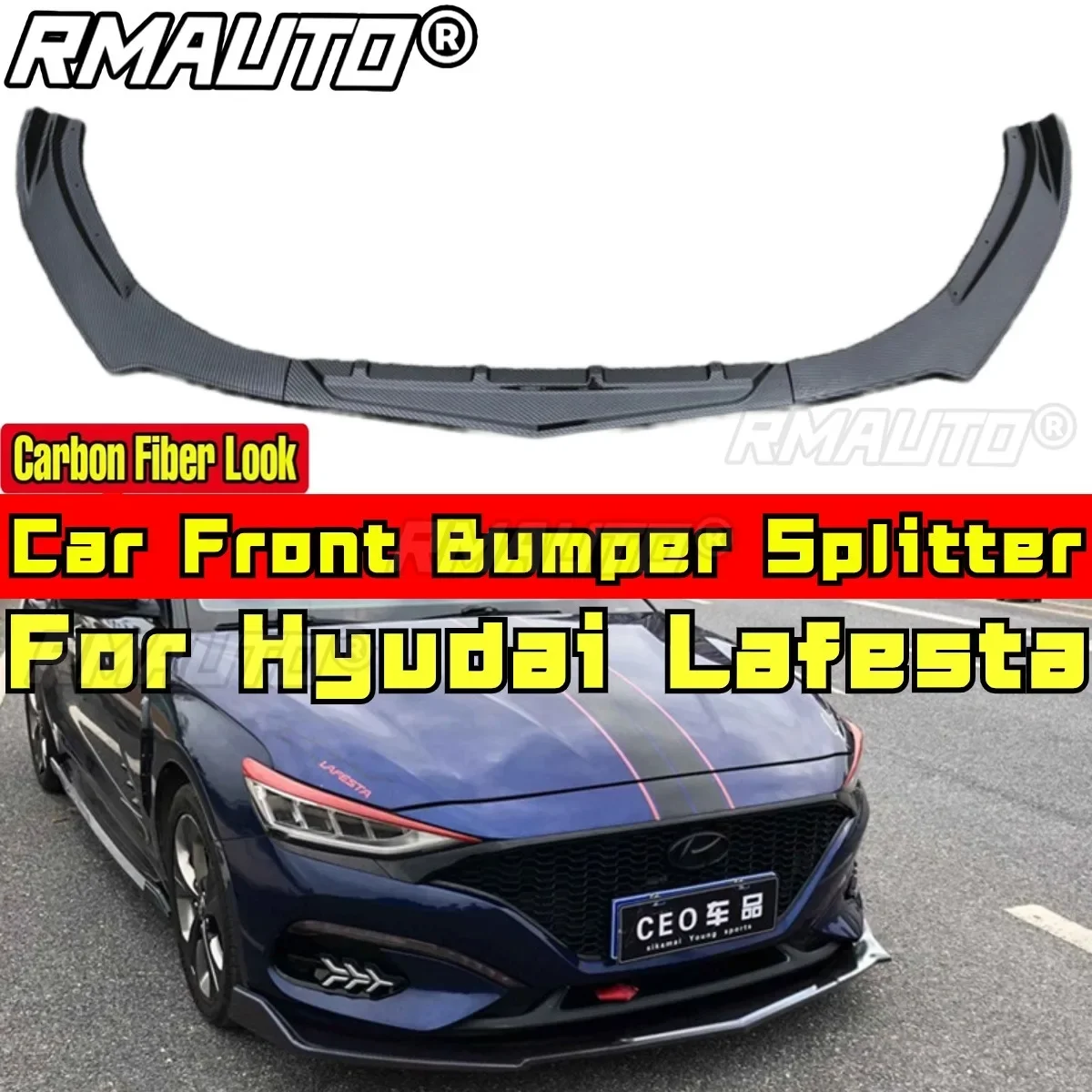 For Lafesta Body Kit Bumper Diffuser Carbon Fiber Look Combat Style Front Bumper Splitter For Hyudai Lafesta Car Accessories