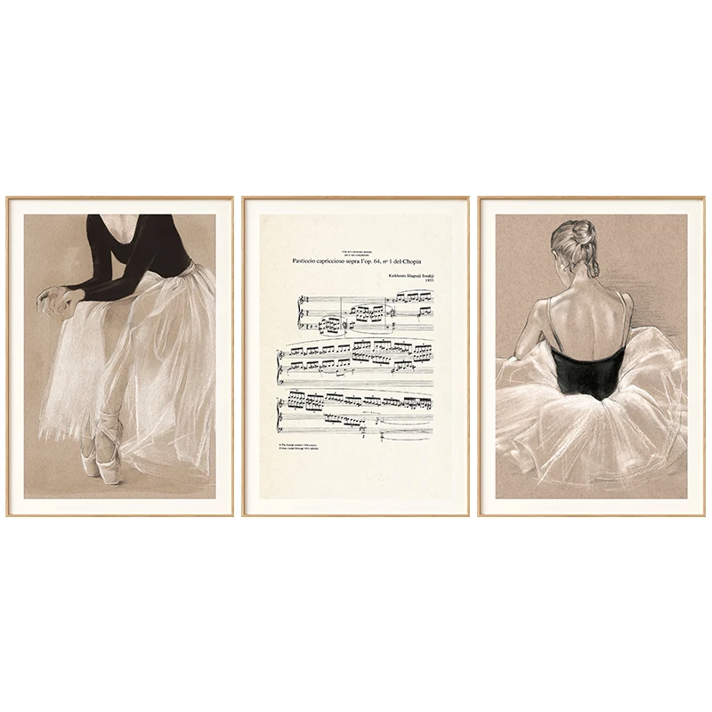 Ballet Girl Wall Art Canvas Painting Piano Violin Sketch Prints Music Score Nordic Poster For Livingroom Modern Home Decor