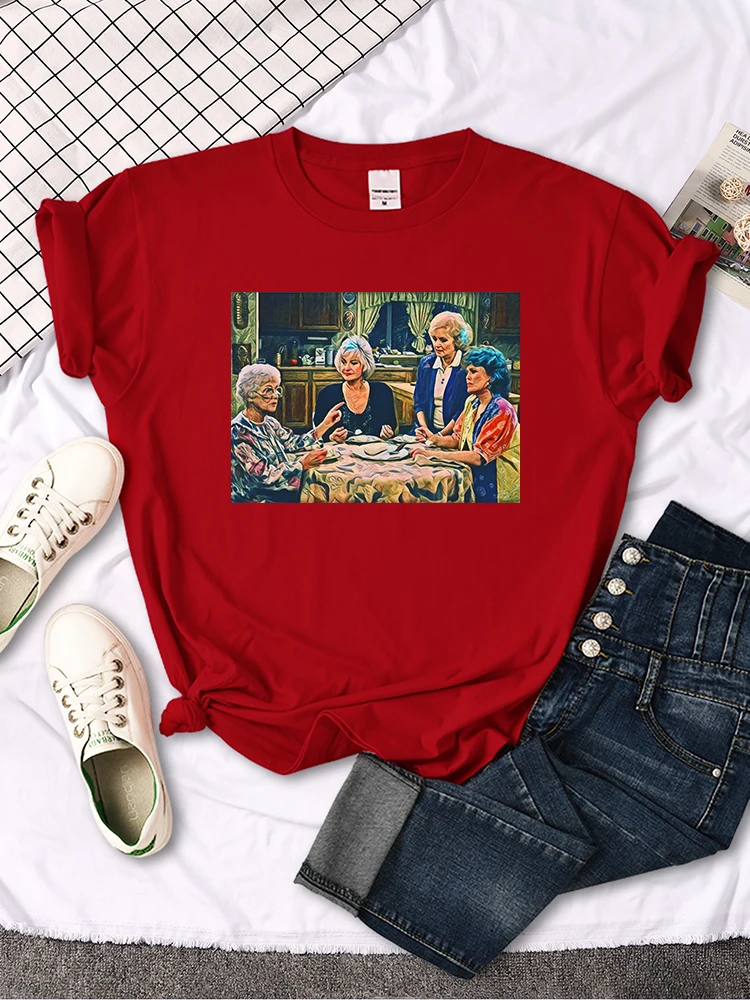 Short Sleeve T Shirt The Golden Girls Dinner Printing Woman T-Shirts Harajuku Vintage Women Tshirt O-neck Hip Hop Women's Shirts