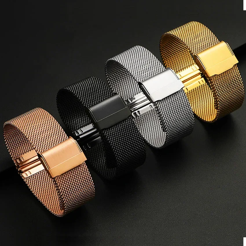 Milan Stainless Steel Mesh Watch Band, 8-24mm Quick Release Watch Strap for Men & Women