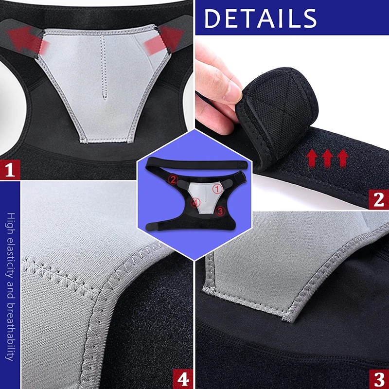 Adjustable Shoulder Support Brace Pad Belt Band Strap Wrap Neoprene Shoulder Compression Sleeves Back Brace Guard