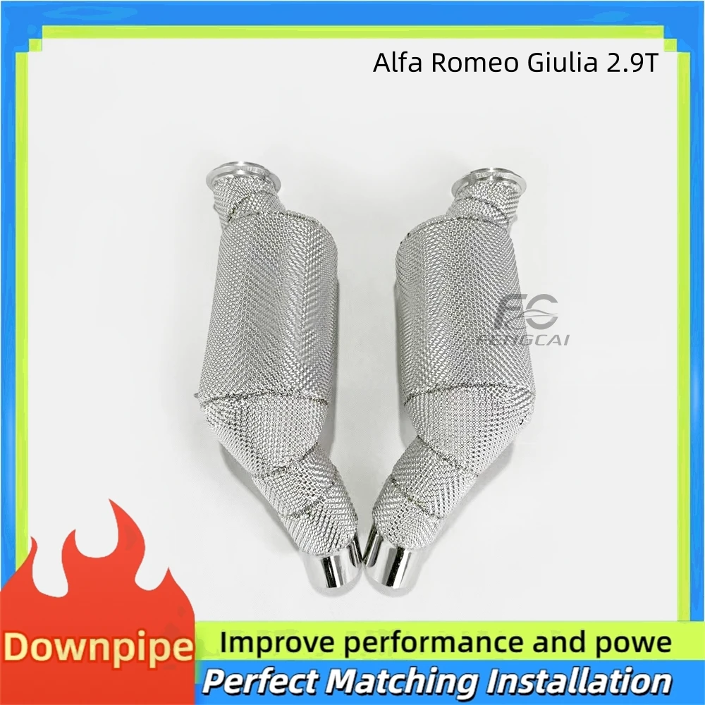 

High Performance Exhaust Downpipe Catalytic Converter for Alfa Romeo Giulia 2.9T Stainless Insulation Without Engine Failure