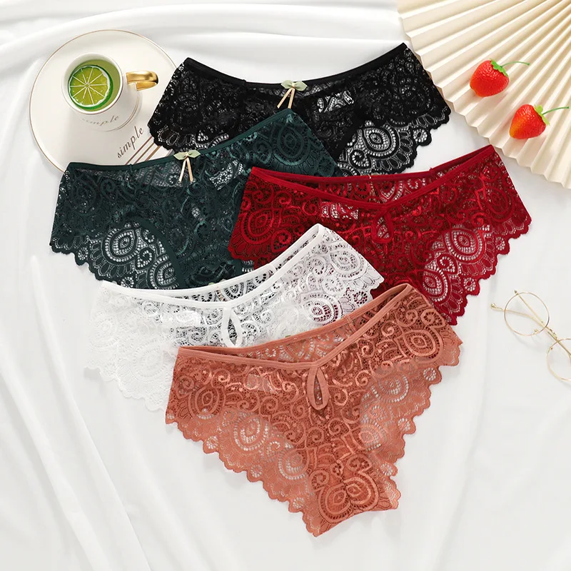 Women's Sexy Lace Panties New Underwear Female Low-Rise Culottes Femme Bragas Mujer Cotton Crotch Breathable Lace Lingerie Panty