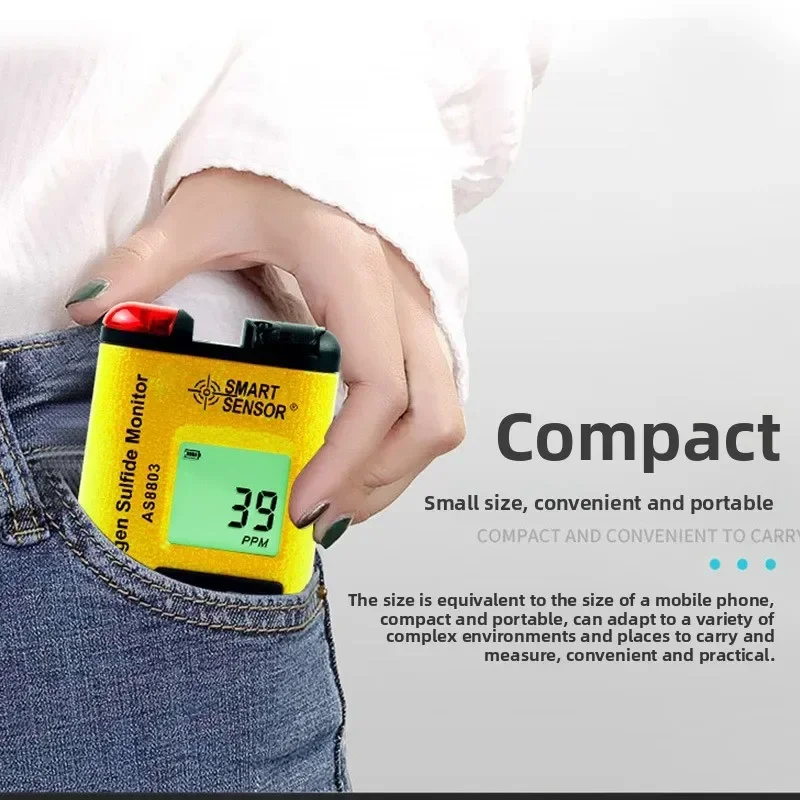 Latest Fine Division NEW AS8803 Digital Display Hydrogen Sulfide Gas Detector Portable Industrial High Precision H2S Gas Detecto