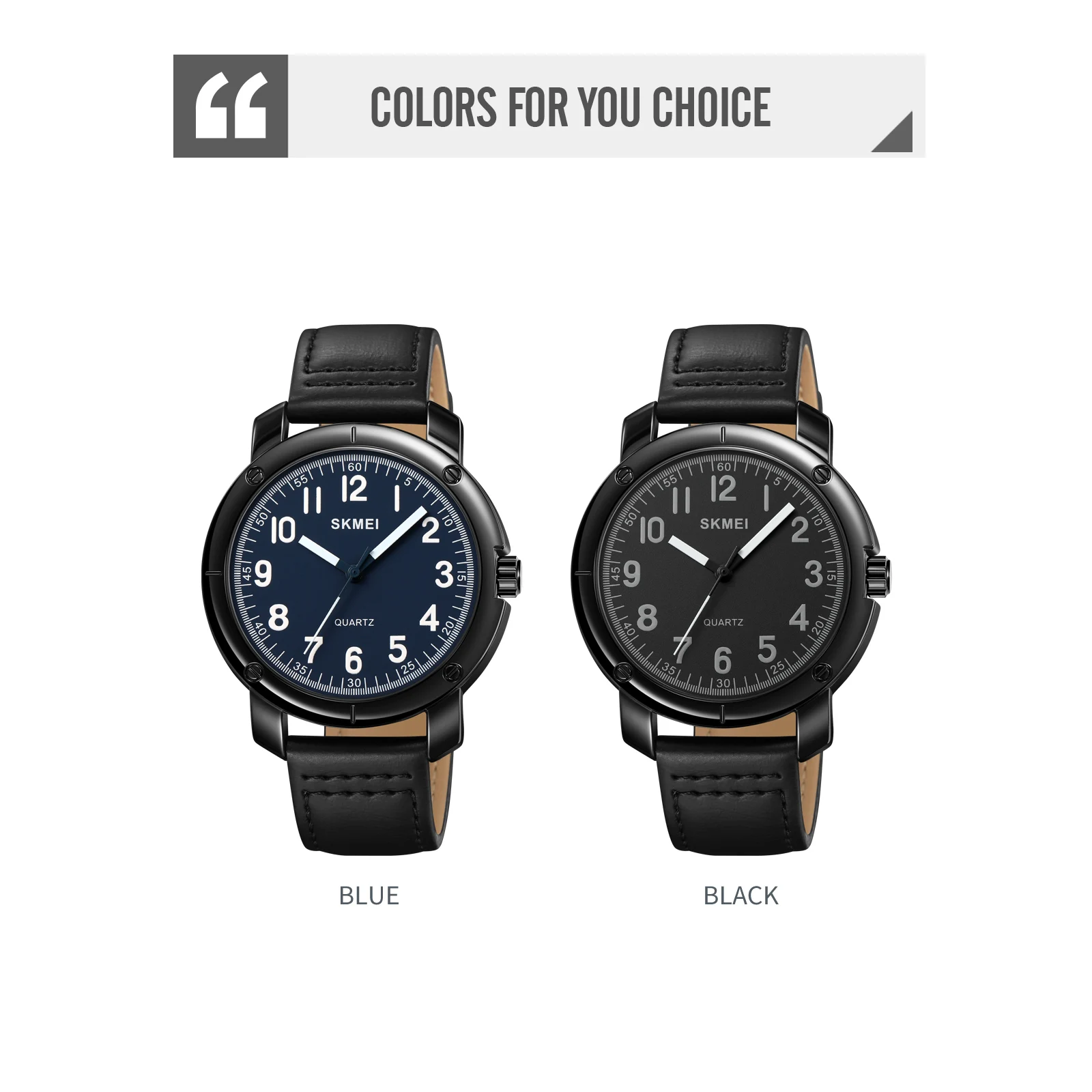 SKMEI Fashion Men's Watch Texture Case Black Style Workplace Business Waterproof Trend Personality Men's Quartz Watch 1987