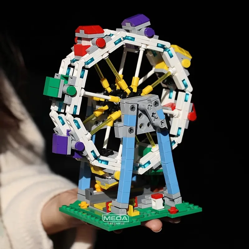 

Вращающееся колесо обозрения, строительные блоки, украшение для дома, практические навыки, мини-модель игровой площадки, кирпичи, подарок на день рождения