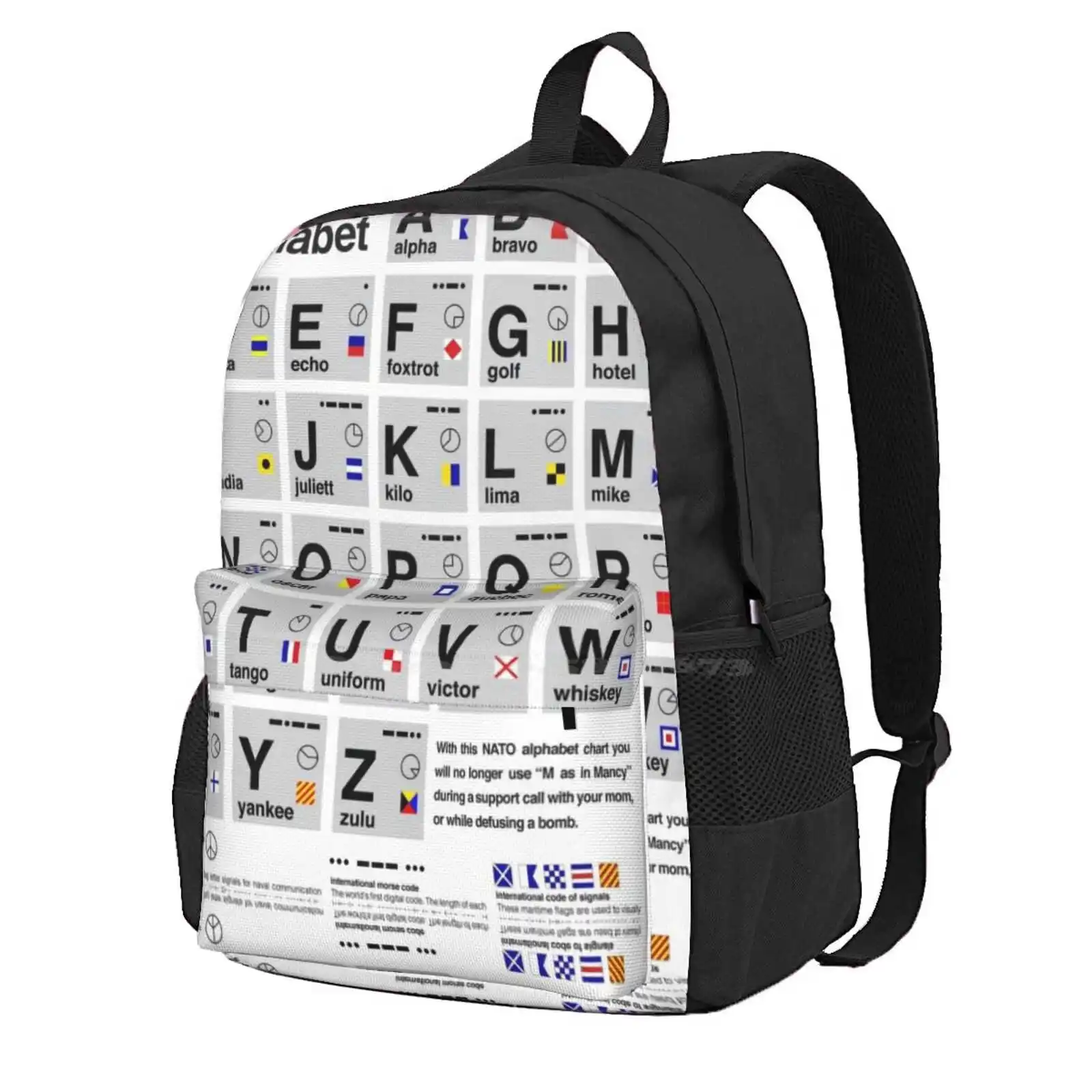 Nato Phonetic Alphabet Hot Sale Schoolbag Backpack Fashion Bags