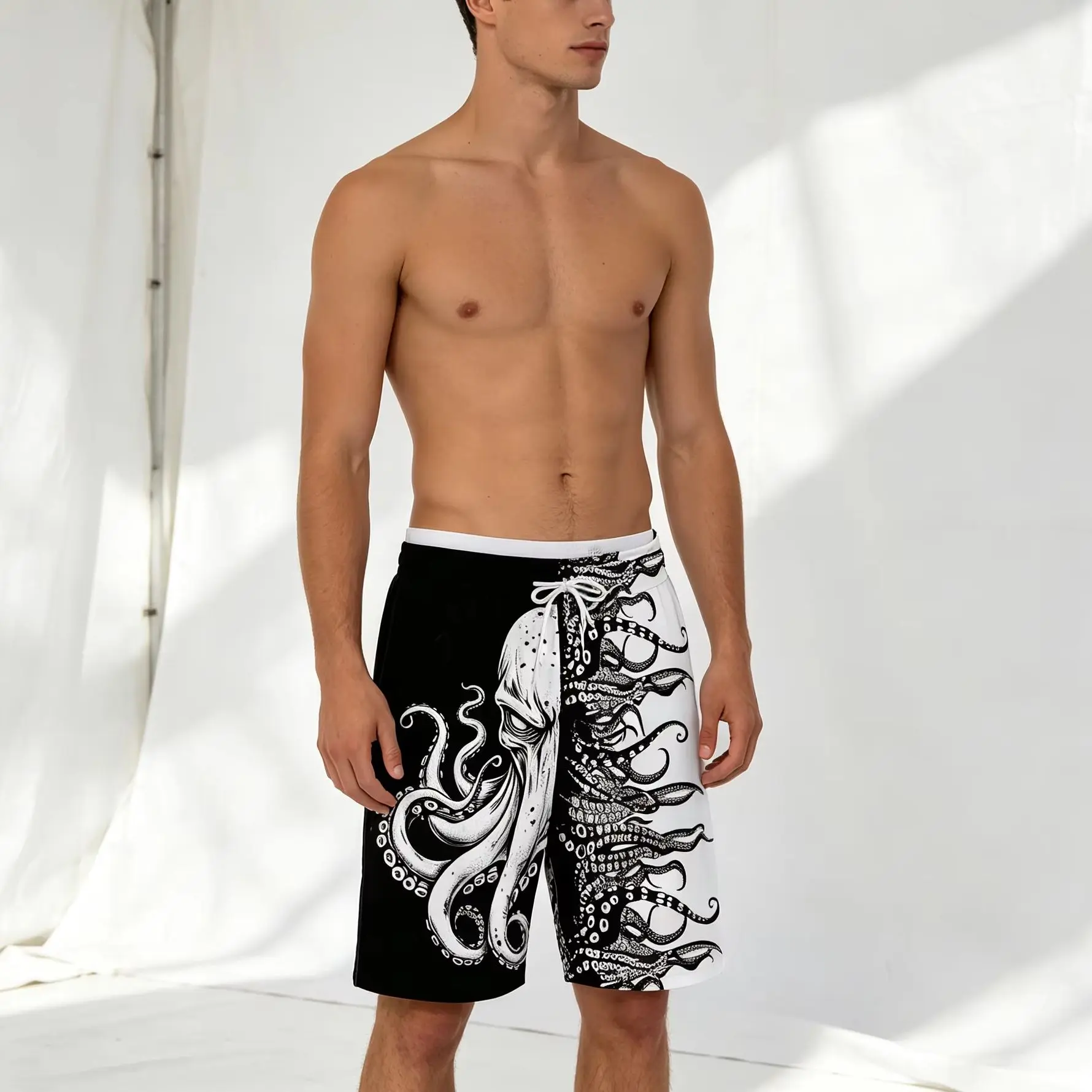 Summer Outdoor Sports Casual Fashion Comfortable Simple Octopus Patterned Print Men's Shorts Trend Thin Vacation Shorts Moto