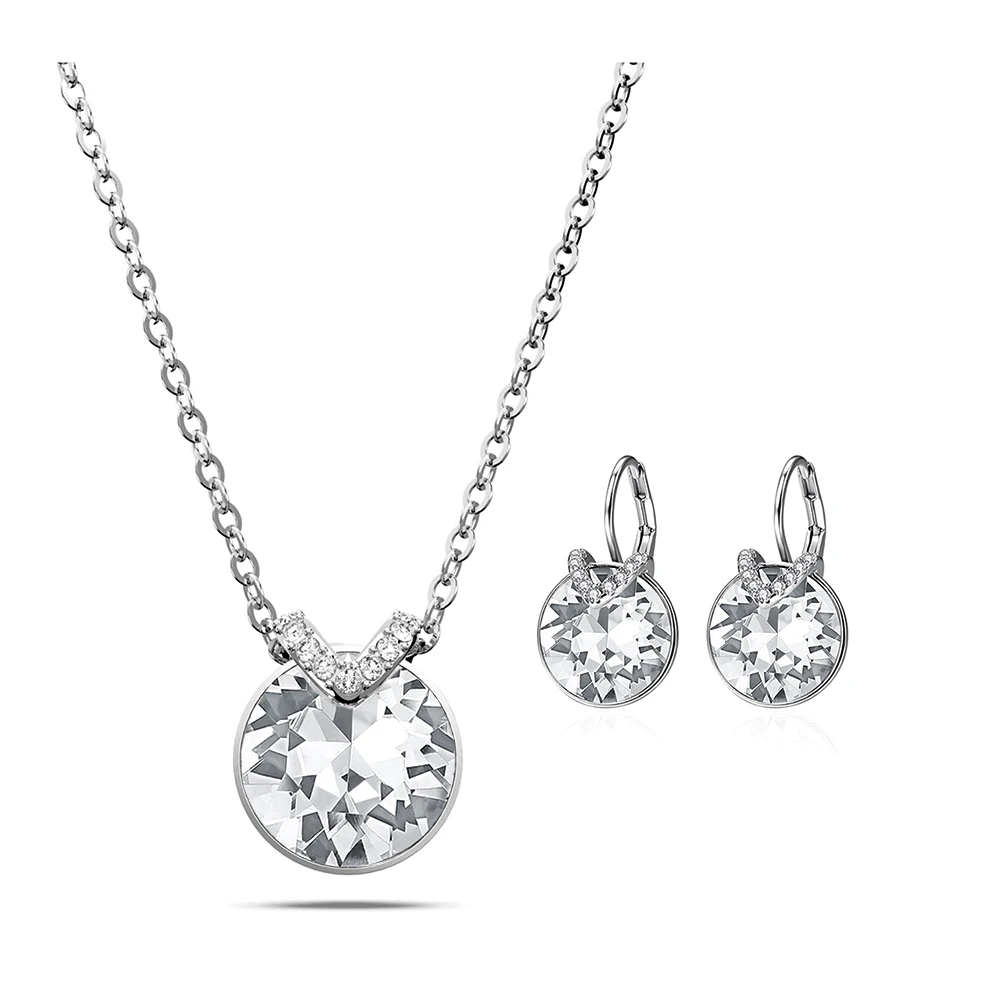 قلادة Bella-V للنساء ، بلورات أصلية من النمسا ، لون فضي وذهبي ، مجوهرات كلاسيكية لأصدقاء الزفاف والأم #6