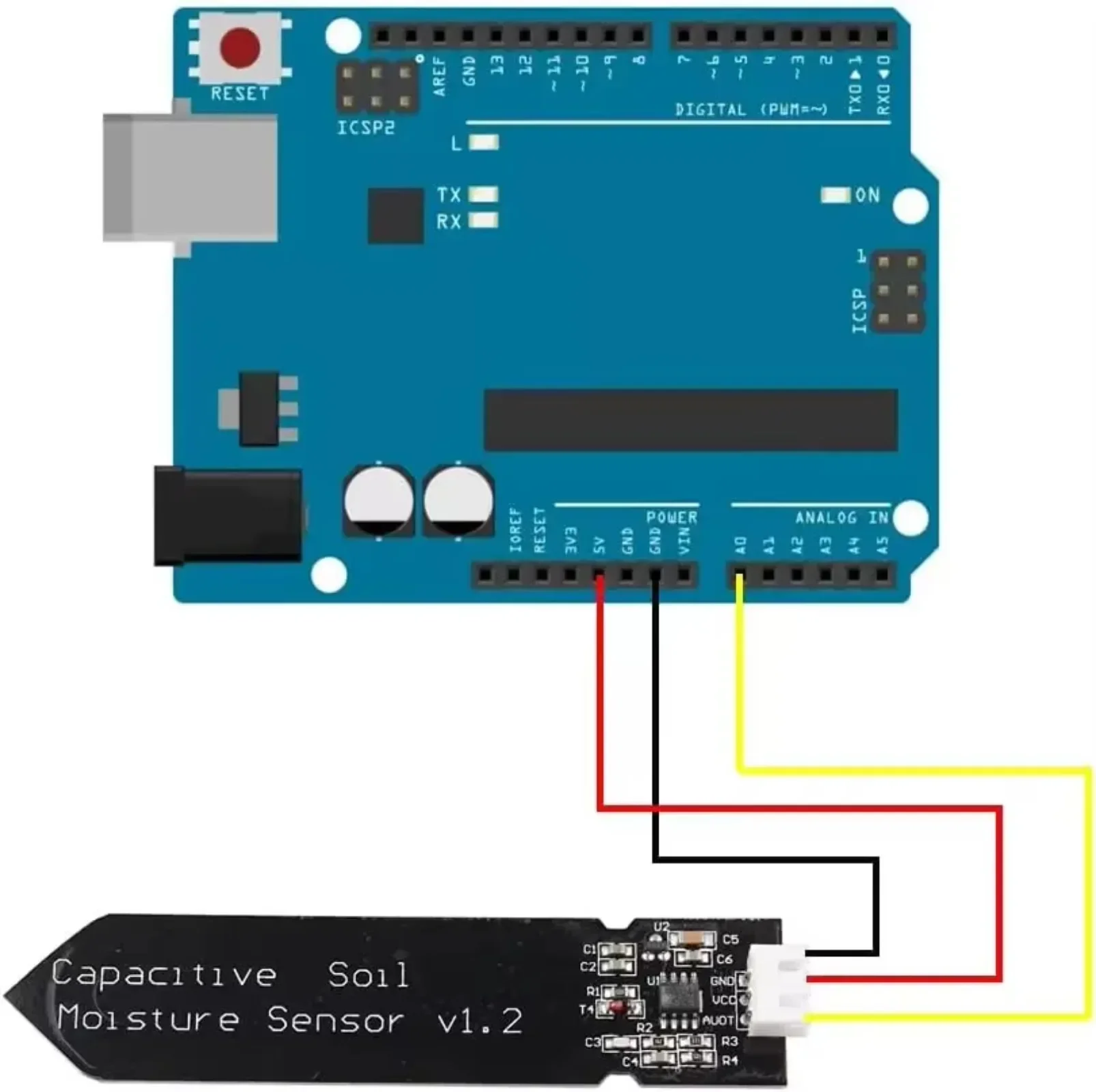 Kit de Sensor capacitivo de humedad del suelo, 5 uds., con sonda resistente a la corrosión para Arduino/Raspberry Pi Smart Farm