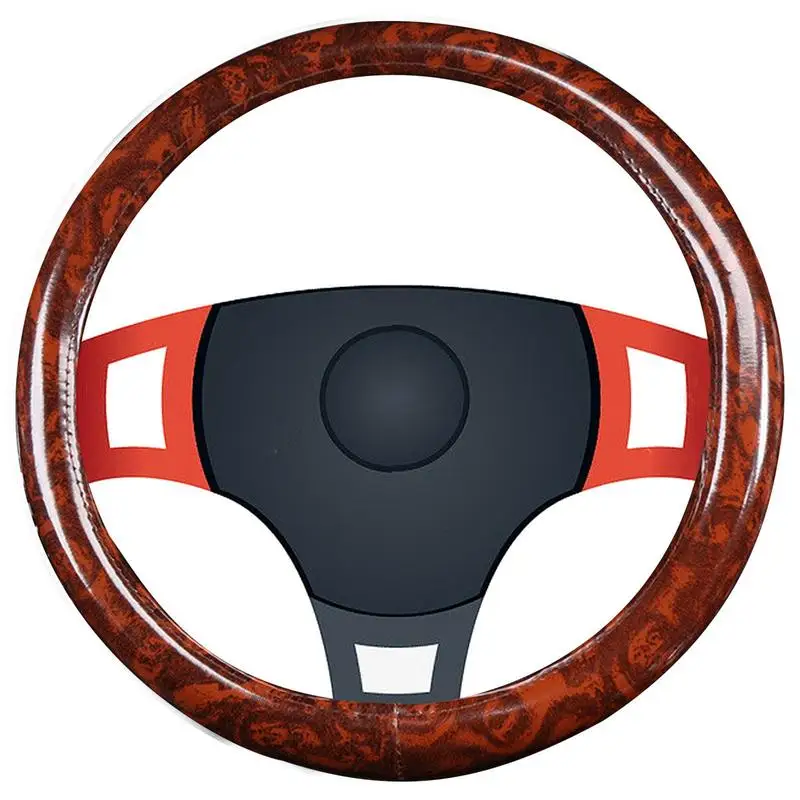 38CM Steering Wheel Cover Car Steering Wheel Cover For Men Women Wheel Cover Wood Grain Print Anti-Slip Car Accessories