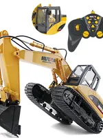 HUINA 15CH 2.4G Toys 1/14 RC Excavator Charging RC Car With Battery RC Alloy Excavator RTR for Kids Construction Vehicles Toys