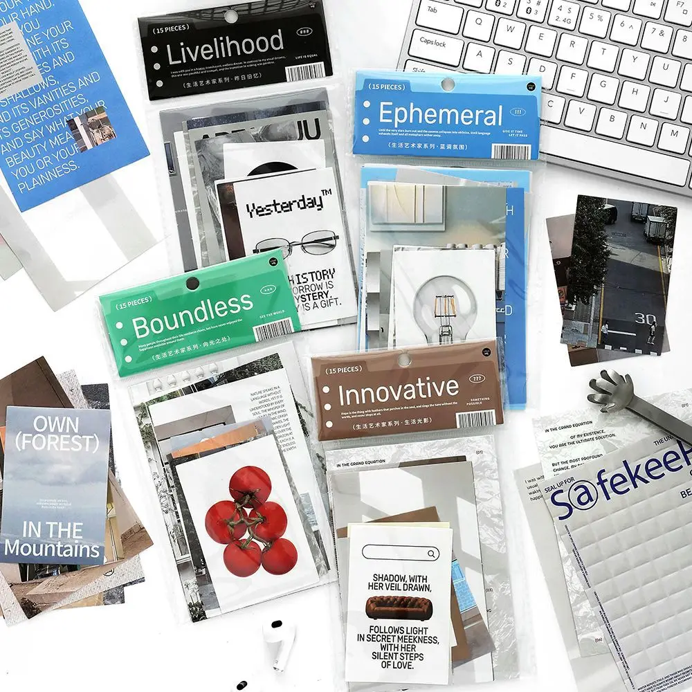 

15pcs/lot Memo Pads Material Paper Life Artist Junk Journal Scrapbooking Retro Background Decoration Paper