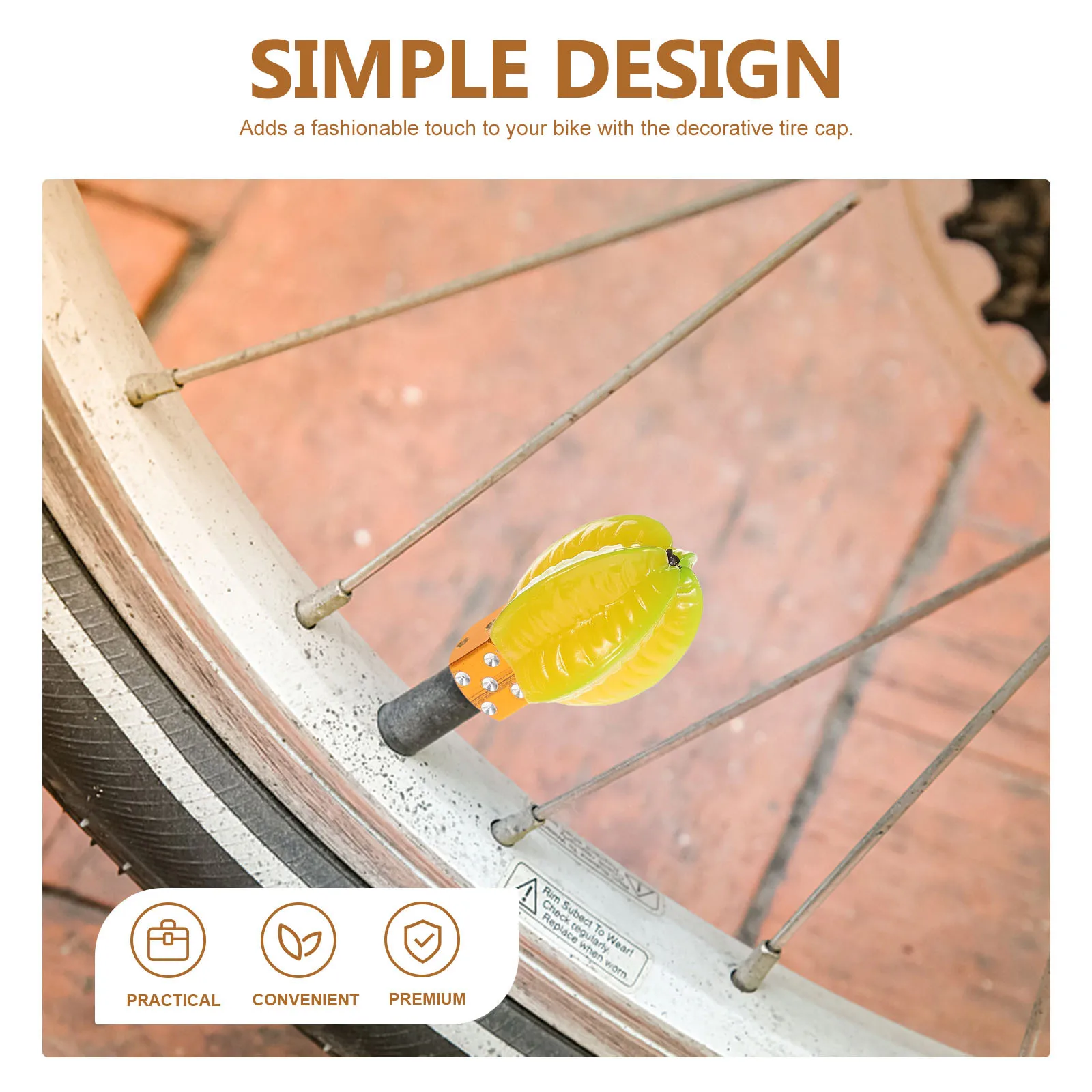 

Creative Star Fruit Shaped Valve Stem Caps for Bike Tires Stainless Steel Tire Valve Covers Easy Install Cycling Decoration