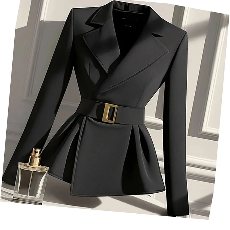 Spring And Autumn 2025 New Black Suit Jacket Temperament Celebrity Design Sense High-Grade Short Windbreaker Coat Jacket Woman