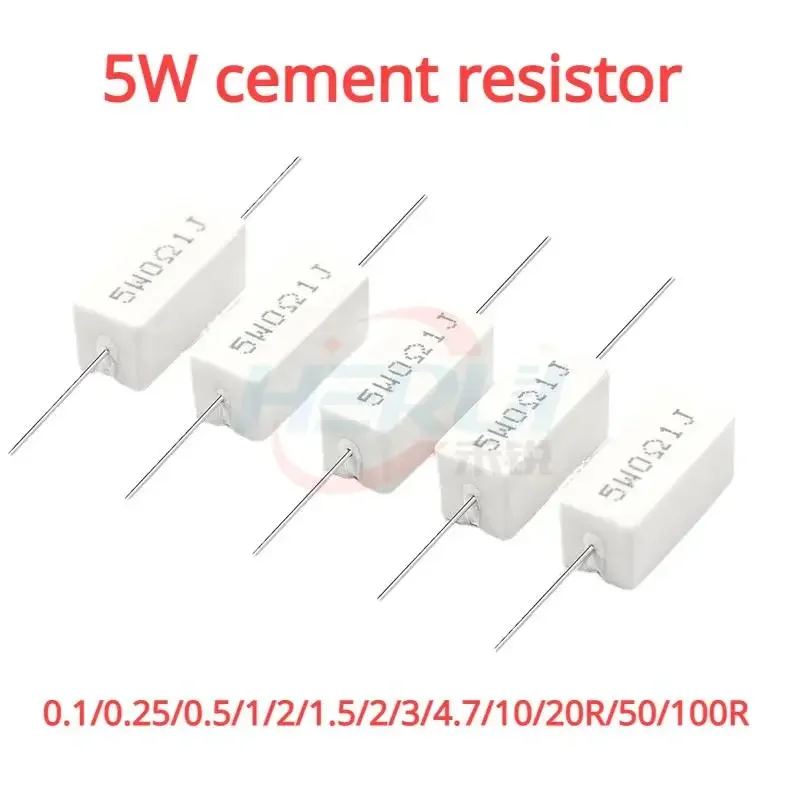 5W cement resistor 0.1/0.25/0.5/1/2/1.5/2/3/4.7/10/20R/50/100R