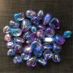 Bulk Natural blue aqua aura quartz Crystal Tumbled Stone Gravel Angel Palmstone Reiki Healing Polished Mineral Home Decor