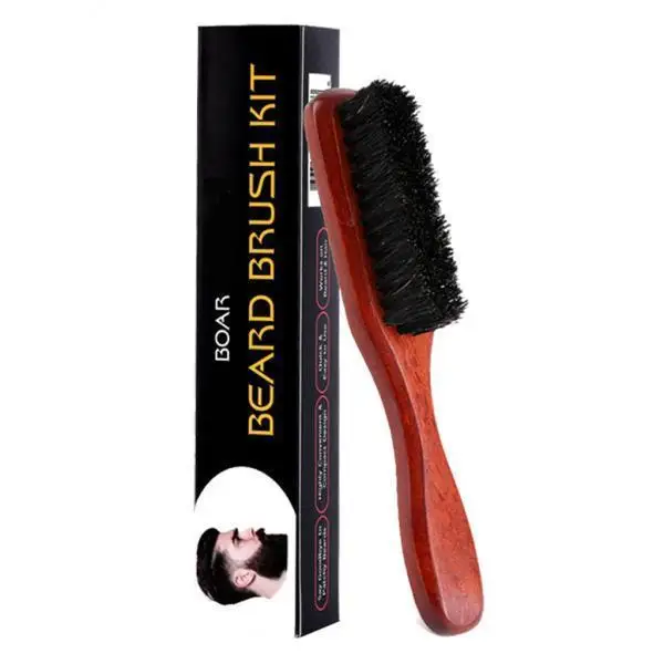 Soft Wooden Beard Brush Men Grooming Kit Natural Bristle Comb Care Set for Barbershop or Personal Travel Use