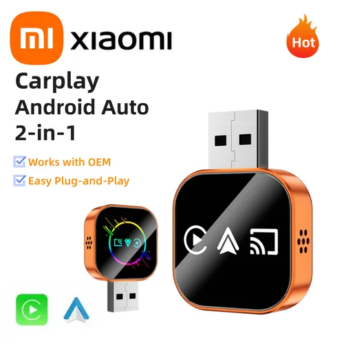 Imagen 1 del producto Xiaomi-adaptador Carplay 3 en 1, inalámbrico, Android, Auto, AIBox, para pantalla Carplay con cable OEM, compatible con micrófono/botón/Control táctil Original