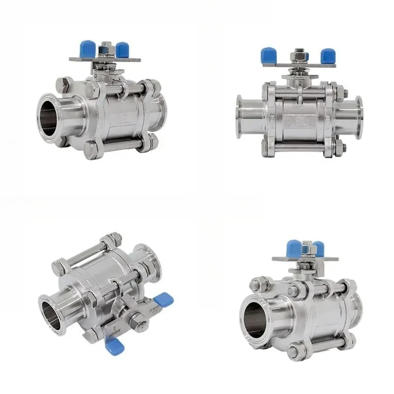 Three Piece Threaded Ball Valve Stainless Steel Quick Load Butterfly Handle Industrial Fluid Control Fitting