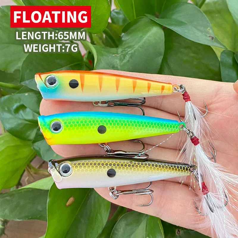 65mm 7g Topwater Popper Isca Artificial Hard Bait Freshwater Pike Trout Wobbler Fishing Lures Wobbler Pesca Surface Popper P369