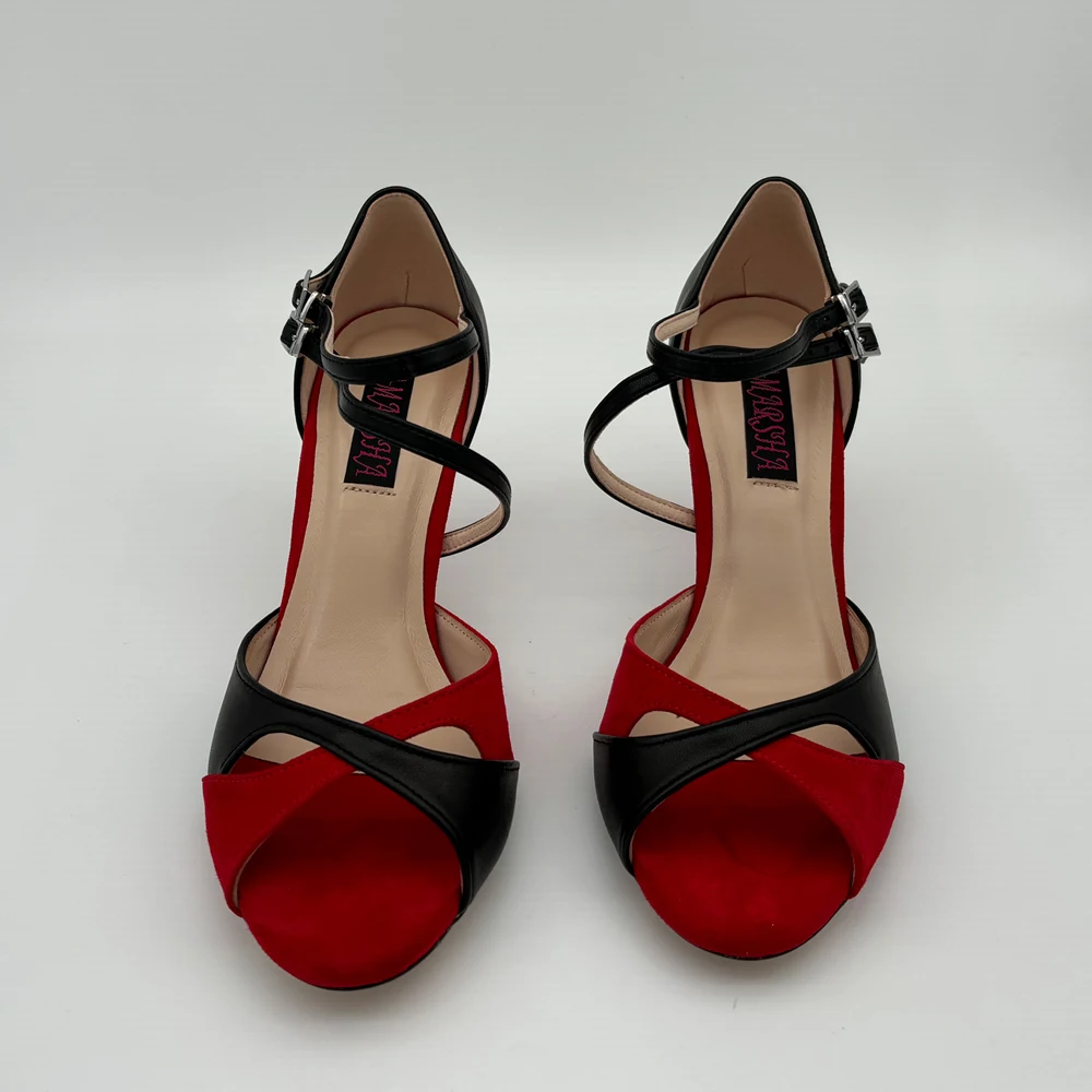 Argentina Tango Shoes pratice shoes  Leather Hard Sole Two Tone Color  7.5cm 9cm heel available Shipping Free