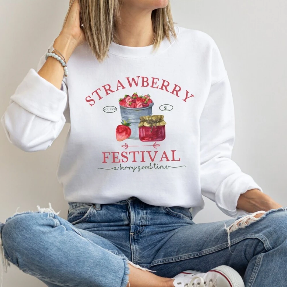 Strawberry Festival Cottagecore Shirt Farmers Market Sweatshirt Cute Vintage Fruit Sweater Strawberry Jam Farmcore Crewneck Top