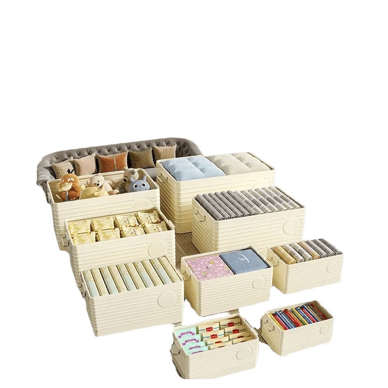 

Storage box, extra large, thickened, plastic, clothes organizing box, mobile pulley, storage, balcony, household, foldable
