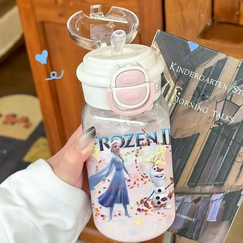 530 مللي جديد ل إلسا كوب ماء أنيمي الكرتون لطيف طباعة طالب المحمولة سعة كبيرة كوب بلاستك من القش فتاة هدية عيد ميلاد